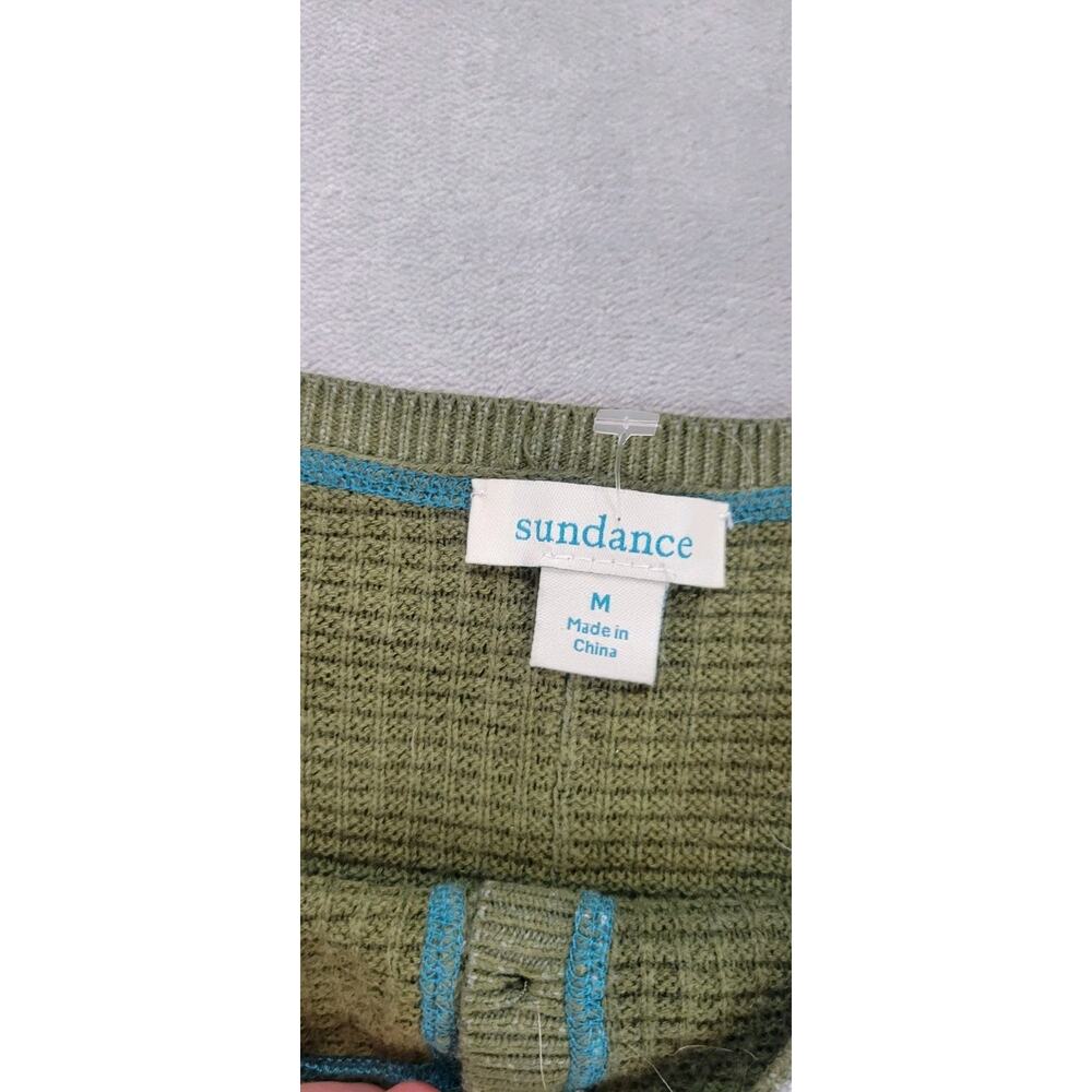 Sundance Olive Green Layered Henley Knit Top with Contrast Trim - Picture 3 of 8